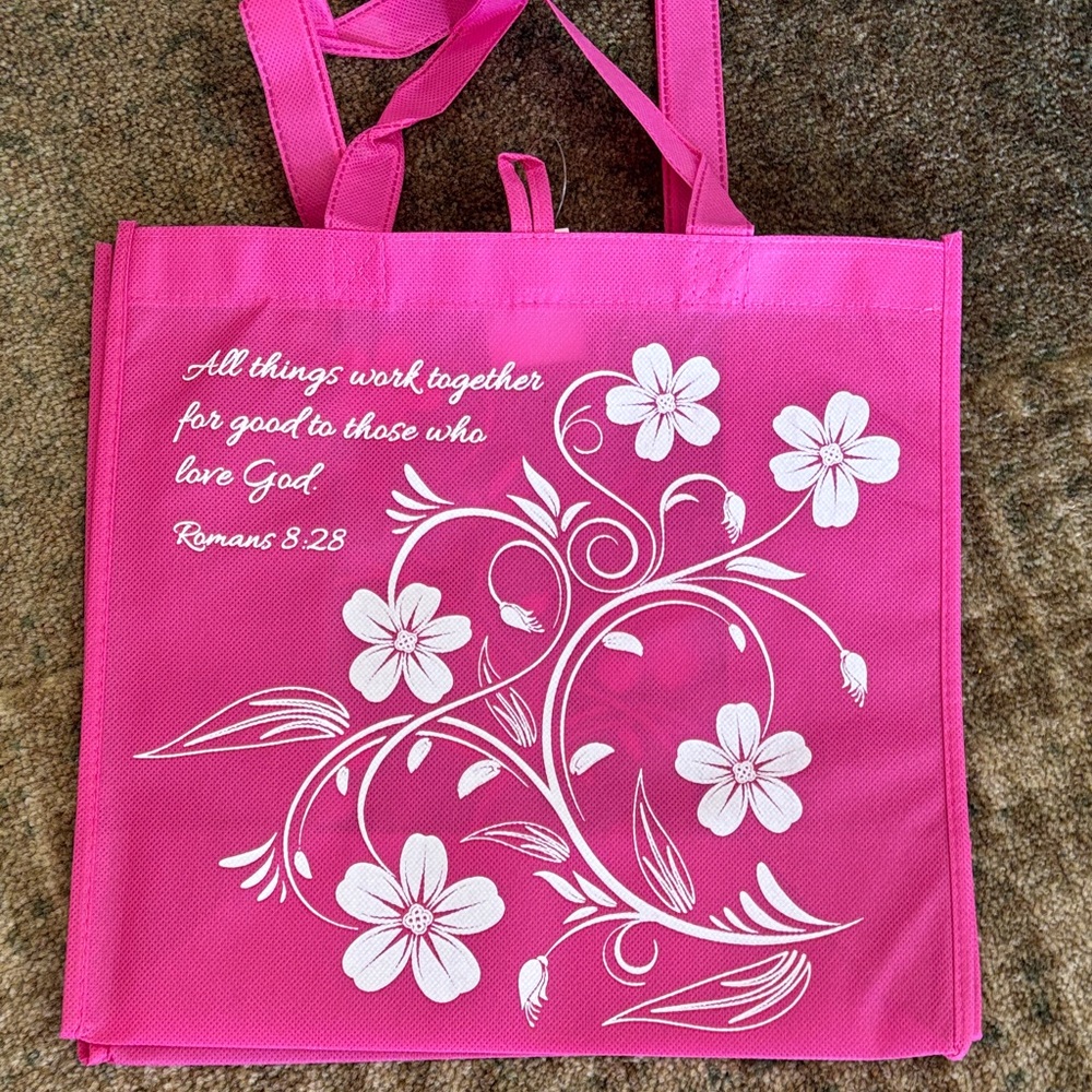 NWT 3 Inspirational Quote Tote Bags - Green, Pink, Blue - Picture 6 of 9